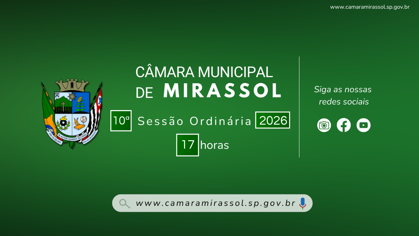 Pauta da 10ª Sessão Ordinária 2026 está disponível