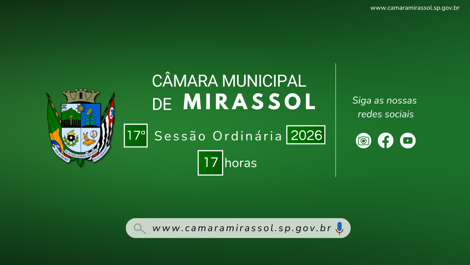 Pauta da 17ª Sessão Ordinária 2026 está disponível
